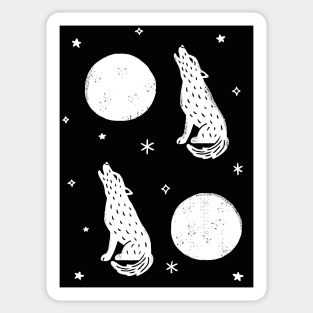 Full Moon Howl - Black and White Sticker